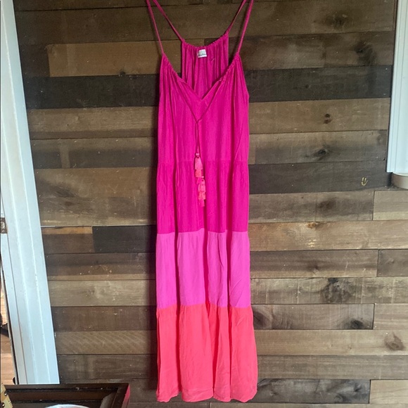 Pink and Coral Maxi Dress - Picture 1 of 2